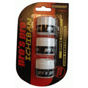 Badminton greb 0,60mm ISHIBAN-Super Grip - 3 stk. overgreb - HVID