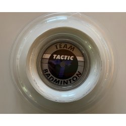 Badminton streng fra Tactic 200m. -  0,70 mm. Hvid &amp; gul. Kan erstatte Yonex BG65